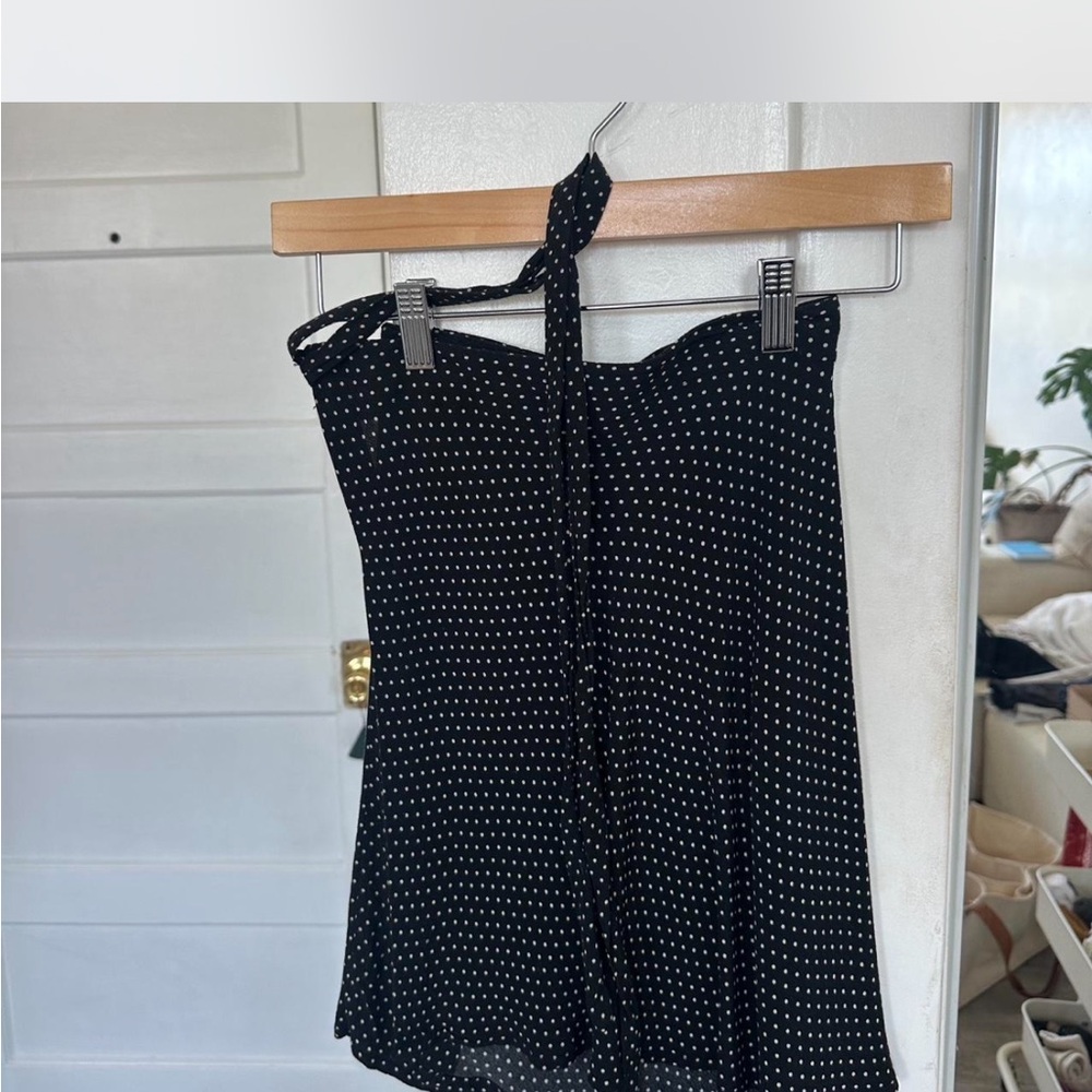 Brandy Melville Black and White Polka Dot Mini Skirt